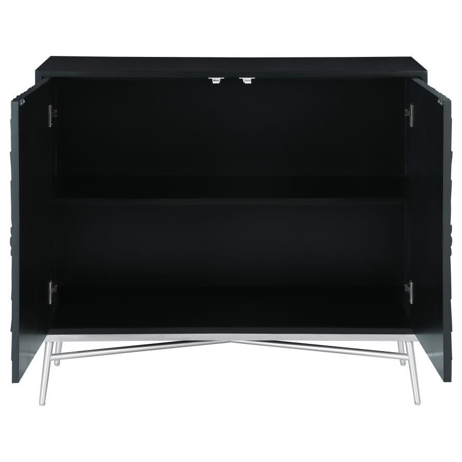 Josie - Rectangular 2-Door Accent Cabinet - Black and Silver