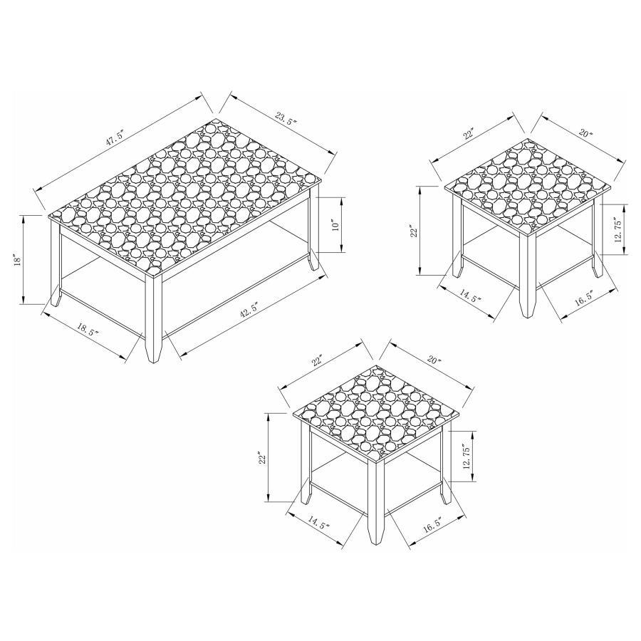 Flores - 3-Piece Occasional Table Set With Shelf - Cappuccino