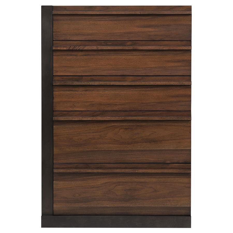 Azalia - 5-Drawer Chest - Black and Walnut