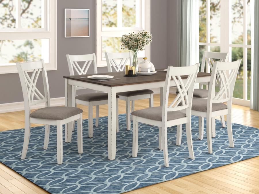 Fortress - 7-Piece Dining Set - Chestnut and Vintage White