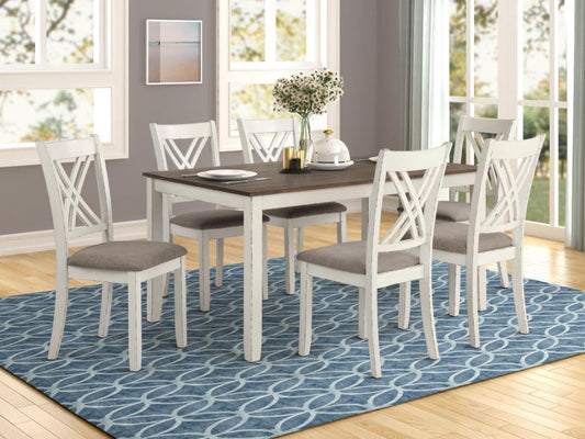 Fortress - 7-Piece Dining Set - Chestnut and Vintage White