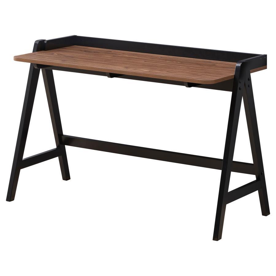 Raul - Writing Desk - Walnut and Black With USB Ports