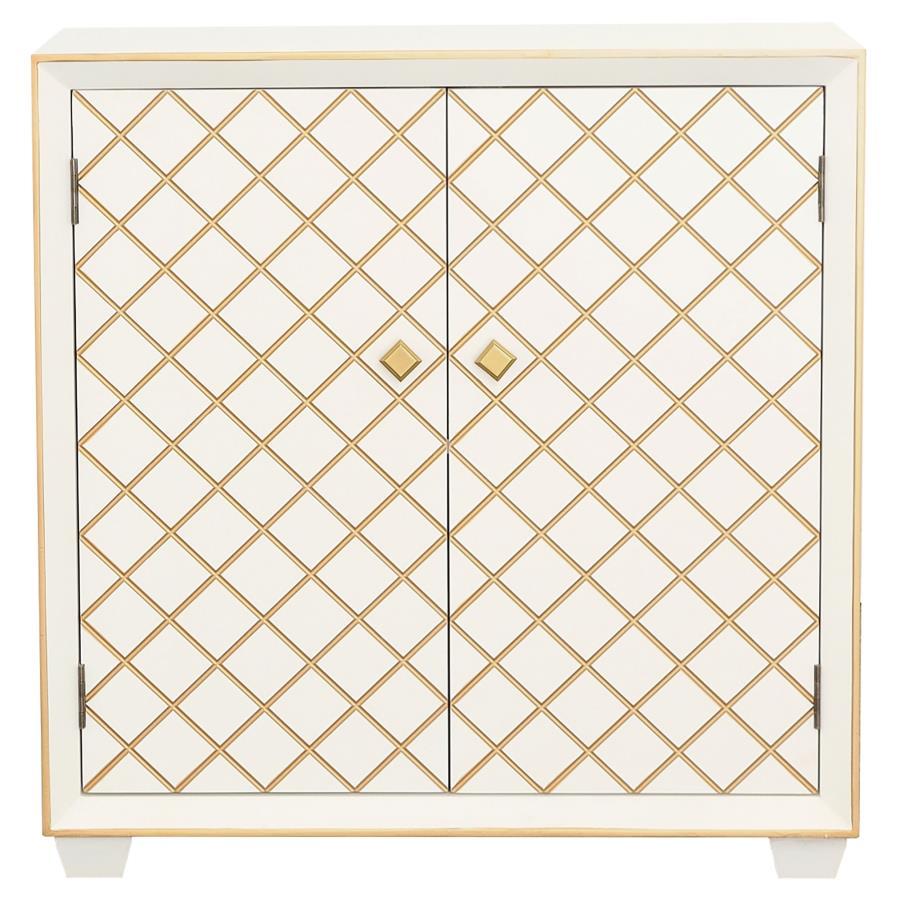 Belinda - 2-Door Accent Cabinet - White and Gold