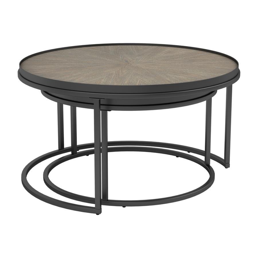 Rodrigo - 2-Piece Round Nesting Tables - Weathered Elm