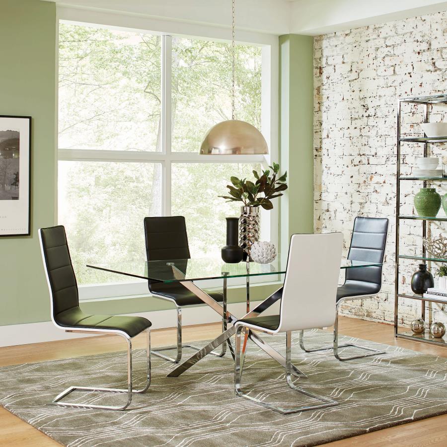 Carmelo - 5-Piece Rectangular Dining Set - Chrome and Black
