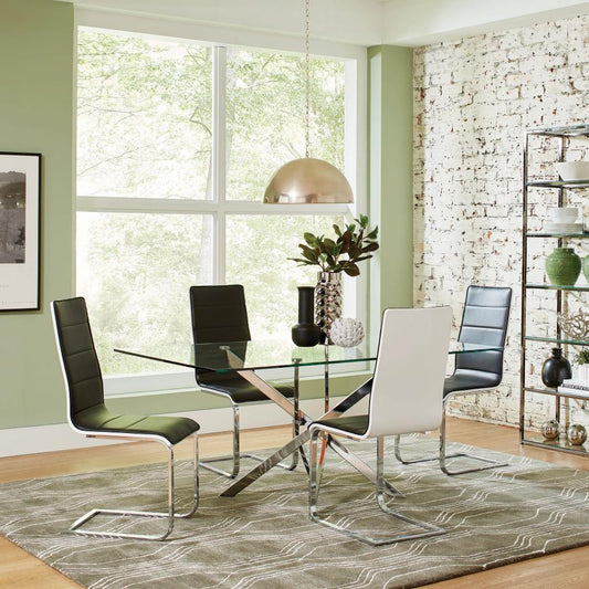 Carmelo - 5-Piece Rectangular Dining Set - Chrome and Black