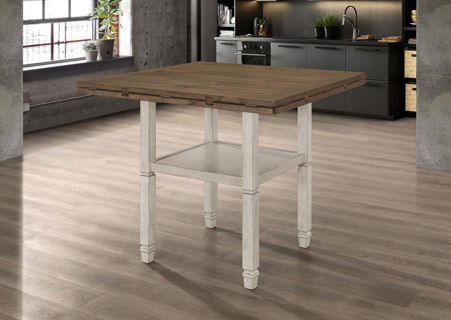 Sarasota - Counter Height Table With Shelf Storage - Nutmeg and Rustic Cream