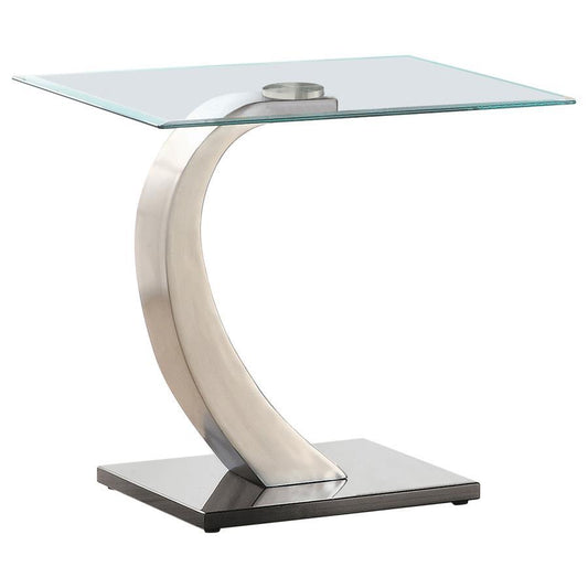 Pruitt - Glass Top End Table - Clear and Satin