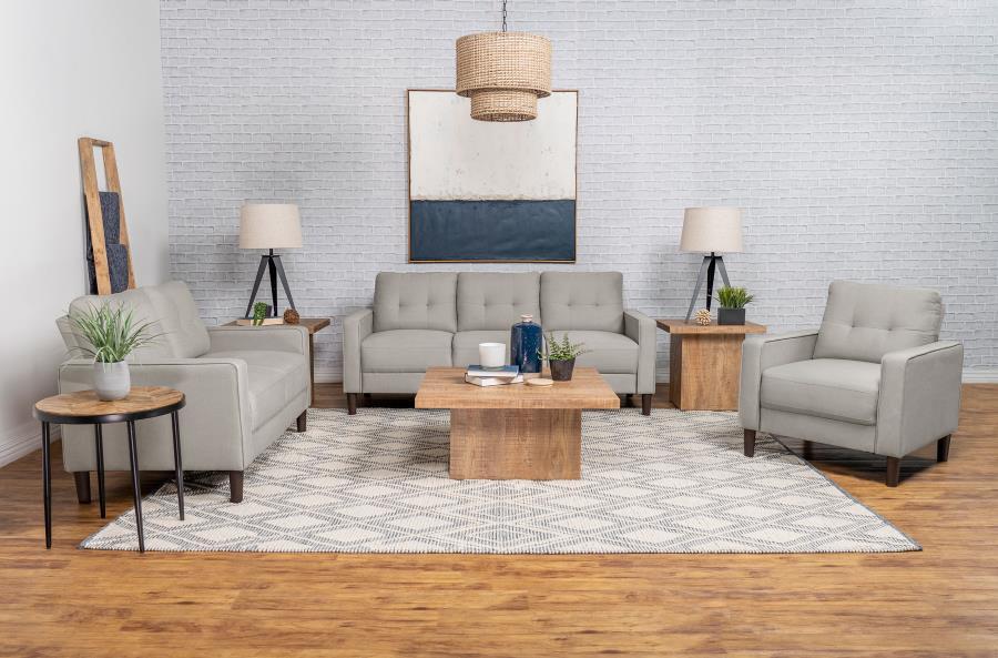 Bowen - 3-Piece Upholstered Track Arms Tufted Sofa Set - Beige