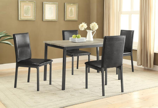 Garza - 5-Piece Dining Room Set - Weathered Grey and Black
