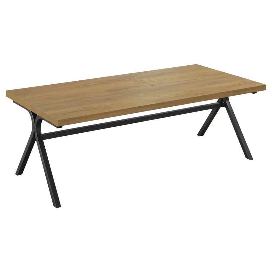Colmar - 3-Piece Trestle Occasional Table Set - Golden Oak and Gunmetal