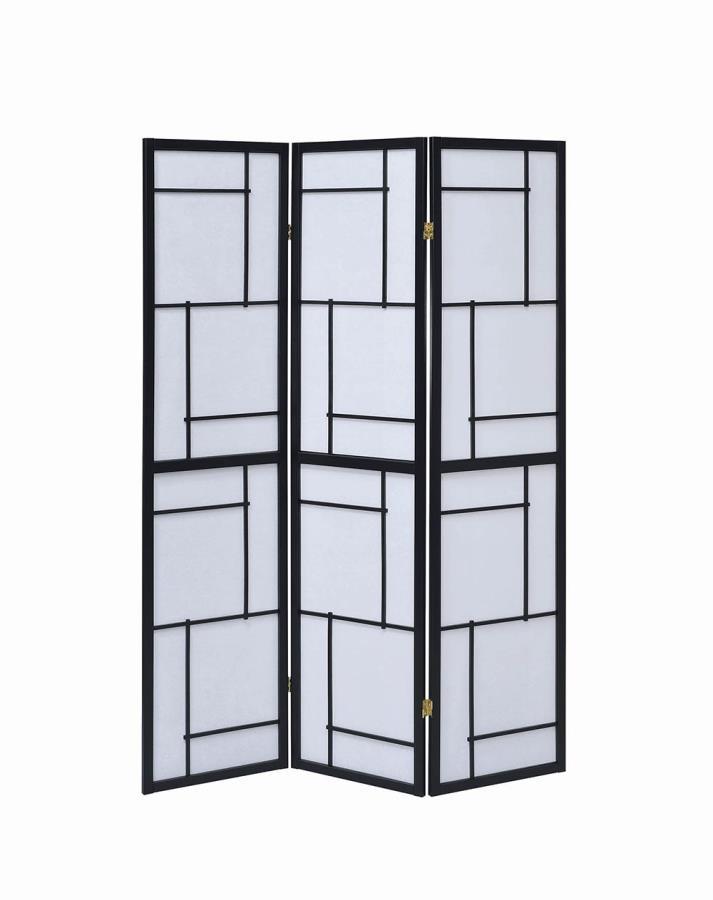 Damis - 3-Panel Folding Floor Screen - Black and White