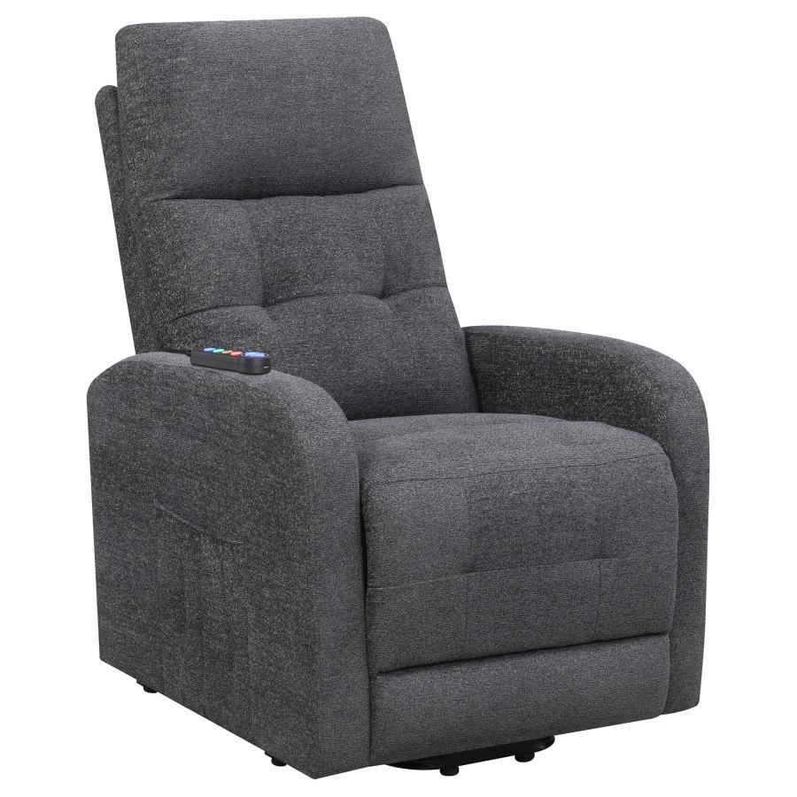 Howie - Tufted Upholstered Power Lift Recliner - Charcoal