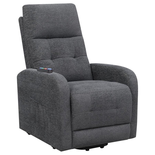 Howie - Tufted Upholstered Power Lift Recliner - Charcoal