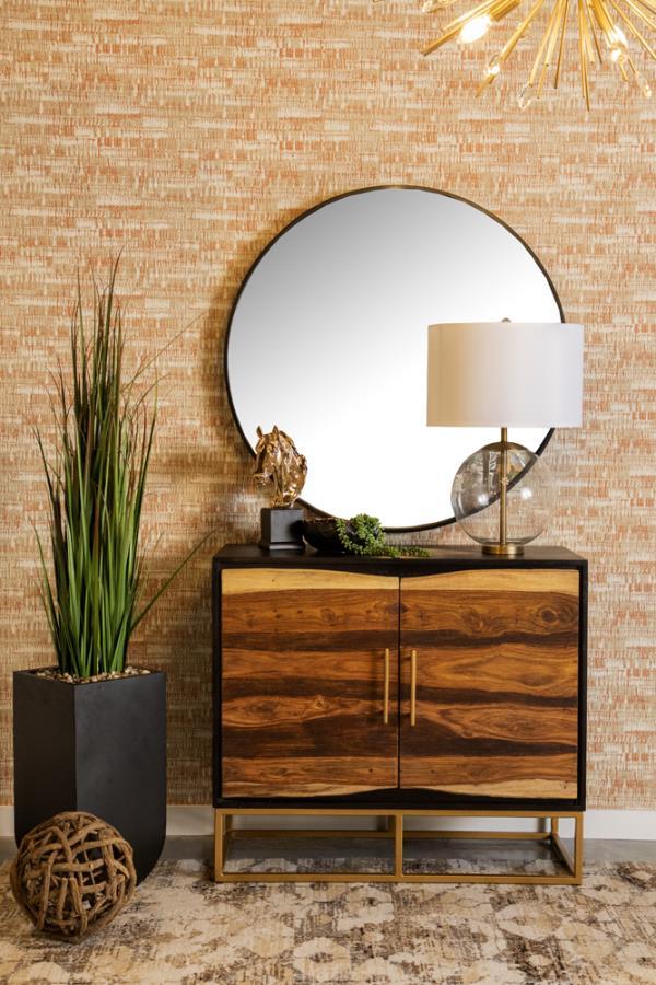 Zara - 2-Door Accent Cabinet - Black Walnut and Gold