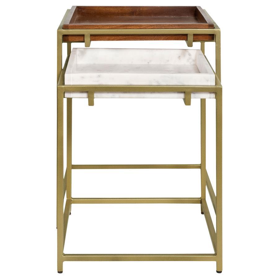 Bolden - 2-Piece Square Nesting Table With Recessed Top - Gold