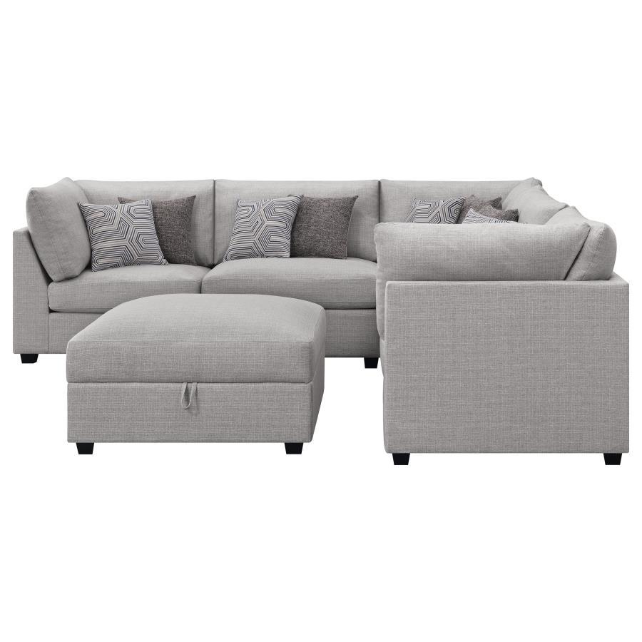 Cambria - 6-Piece Upholstered Modular Sectional With Ottoman - Grey