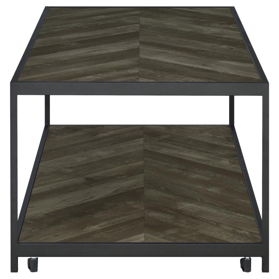 Beckley - Chevron Coffee Table - Rustic Grey Herringbone