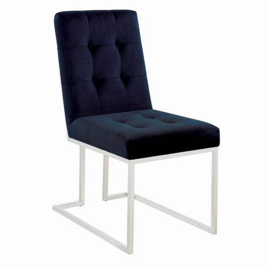 Cisco - Upholstered Dining Chairs (Set of 2) - Ink Blue and Chrome