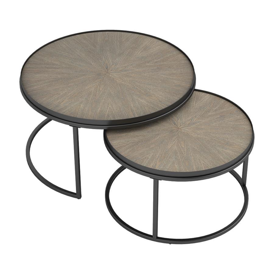 Rodrigo - 2-Piece Round Nesting Tables - Weathered Elm