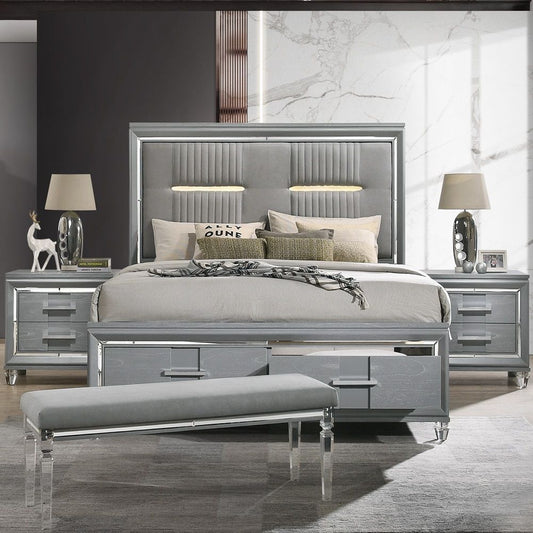 Truman - California King Bed - Gray