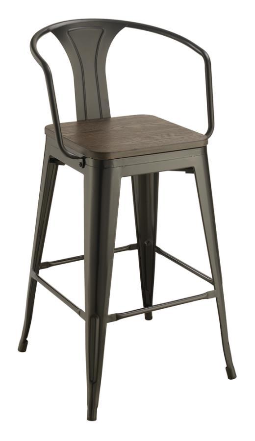 Cavalier - Wooden Seat Bar Stools (Set of 2) - Dark Elm and Matte Black