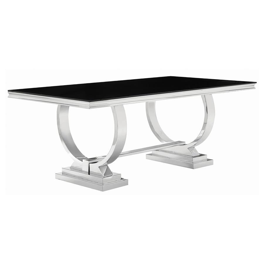 Antoine - 7-Piece Rectangular Dining Set - Creamy White and Chrome