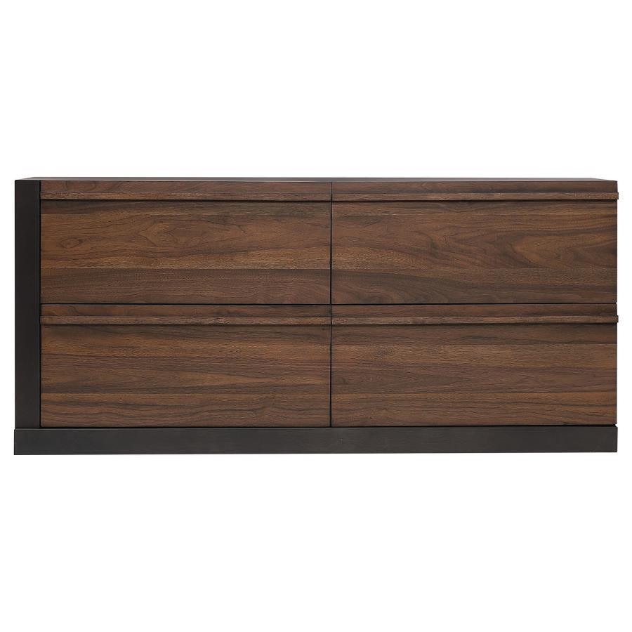 Azalia - 4-Drawer Dresser - Black and Walnut