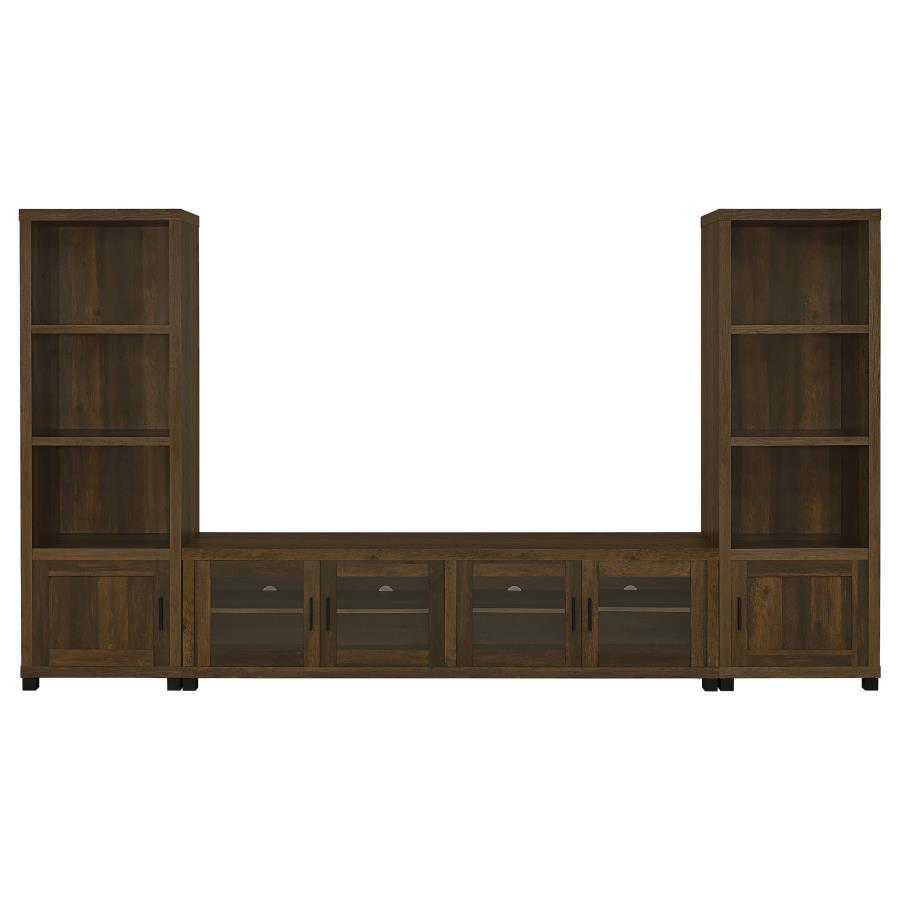 Sachin - 3-Piece Entertainment Center With 79" TV Stand - Dark Pine
