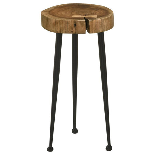 Keith - Round Wood Top Side Table - Natural and Black