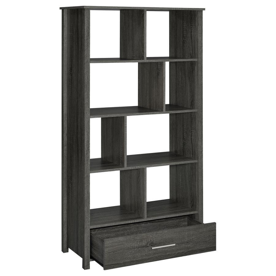 Dylan - Rectangular 8-Shelf Bookcase - Weathered Grey