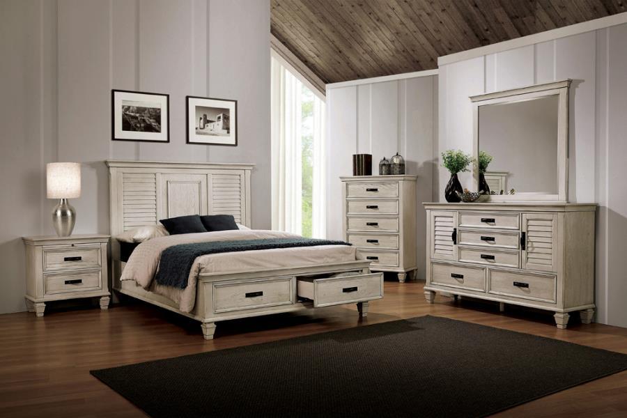 Franco - 4-Piece Queen Storage Bedroom Set - Antique White