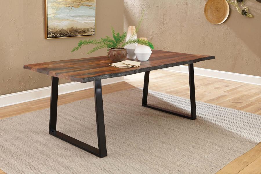 Ditman - Live Edge Dining Table - Grey Sheesham and Black