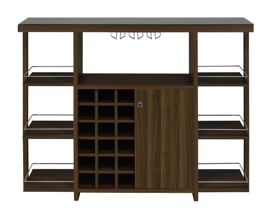 Evelio - Bar Unit With Wine Bottle Storage - Walnut