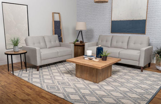 Bowen - 2-Piece Upholstered Track Arms Tufted Sofa Set - Beige