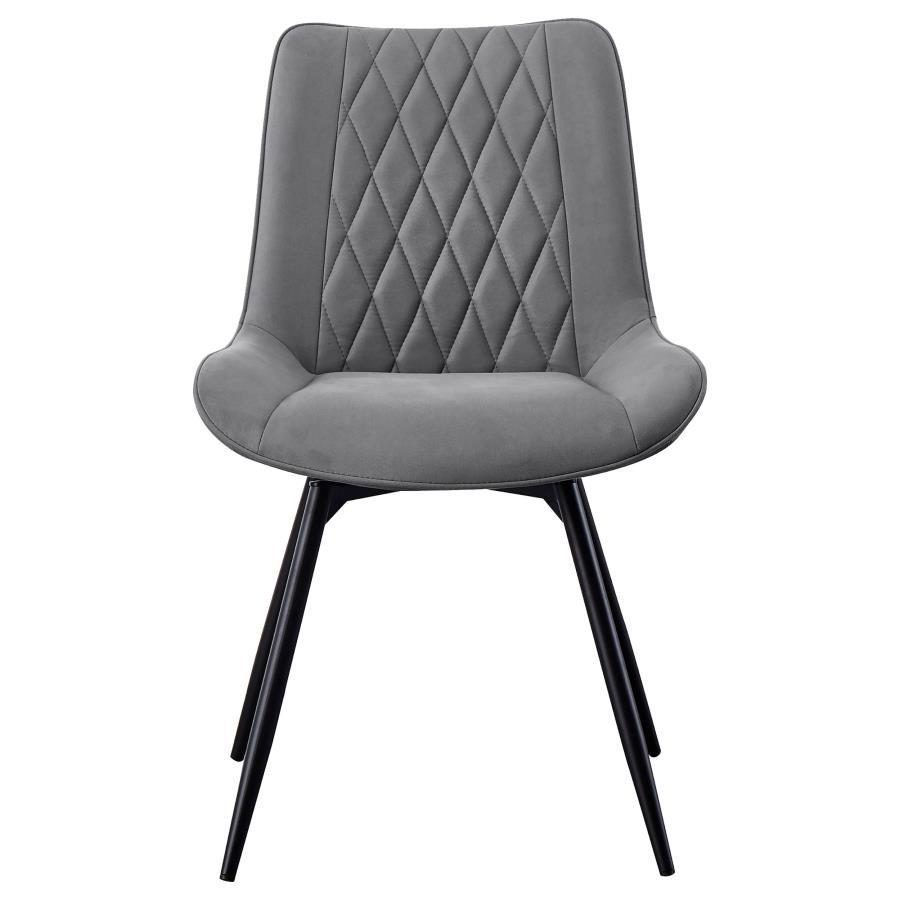 Diggs - Upholstered Tufted Swivel Dining Chairs (Set of 2) - Grey and Gunmetal