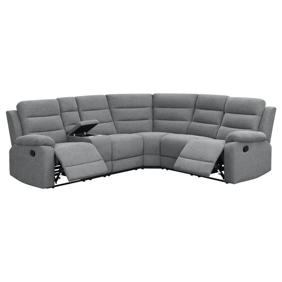 David - 3-Piece Upholstered Motion Sectional With Pillow Arms - Smoke
