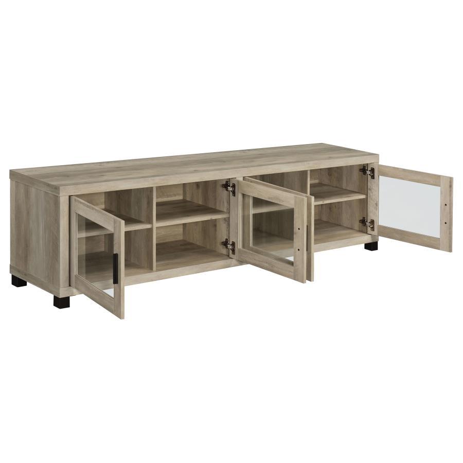 Sachin - 3-Piece Entertainment Center With 79" TV Stand - Antique Pine