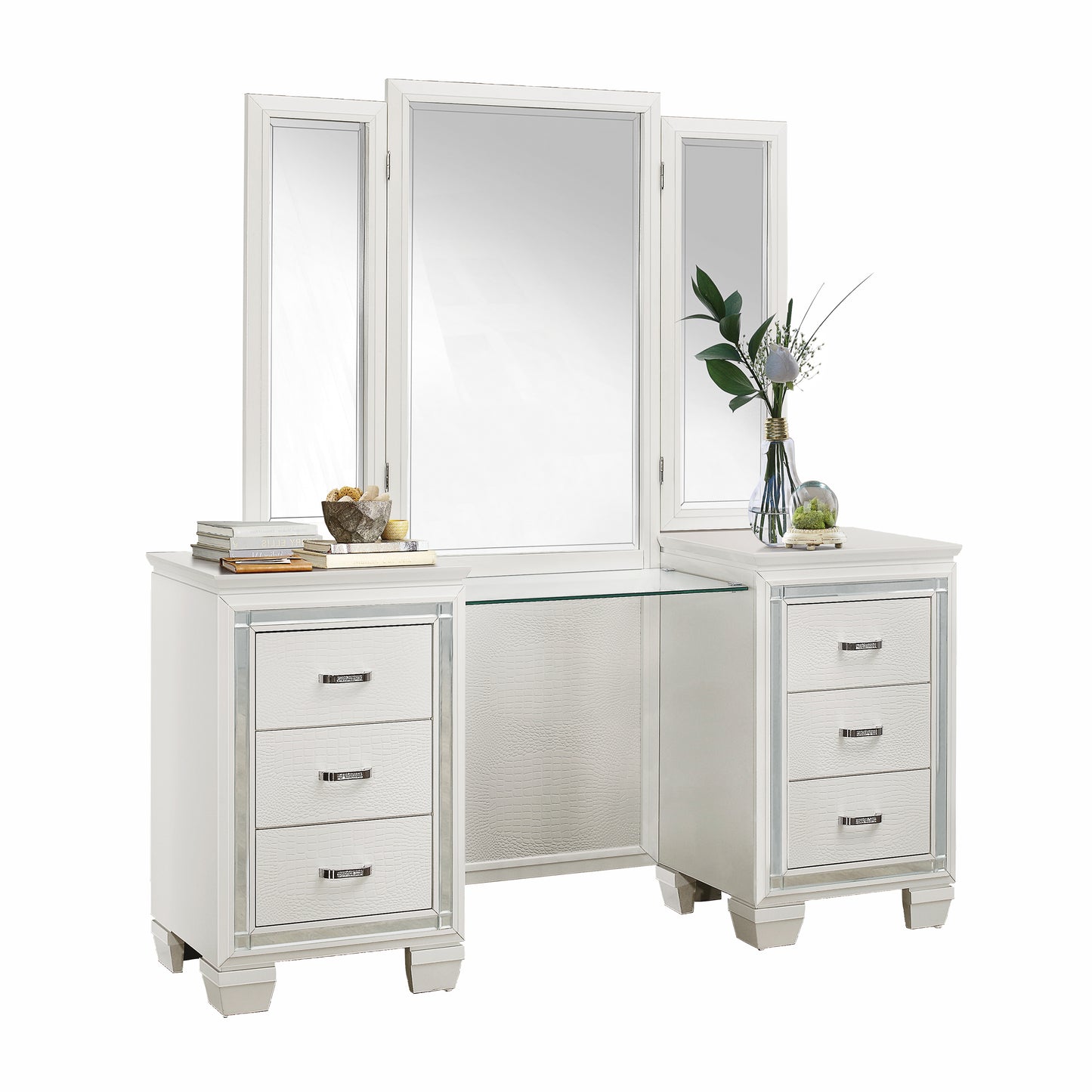1916 Allura Collection Vanity Dresser with Mirror and bench
