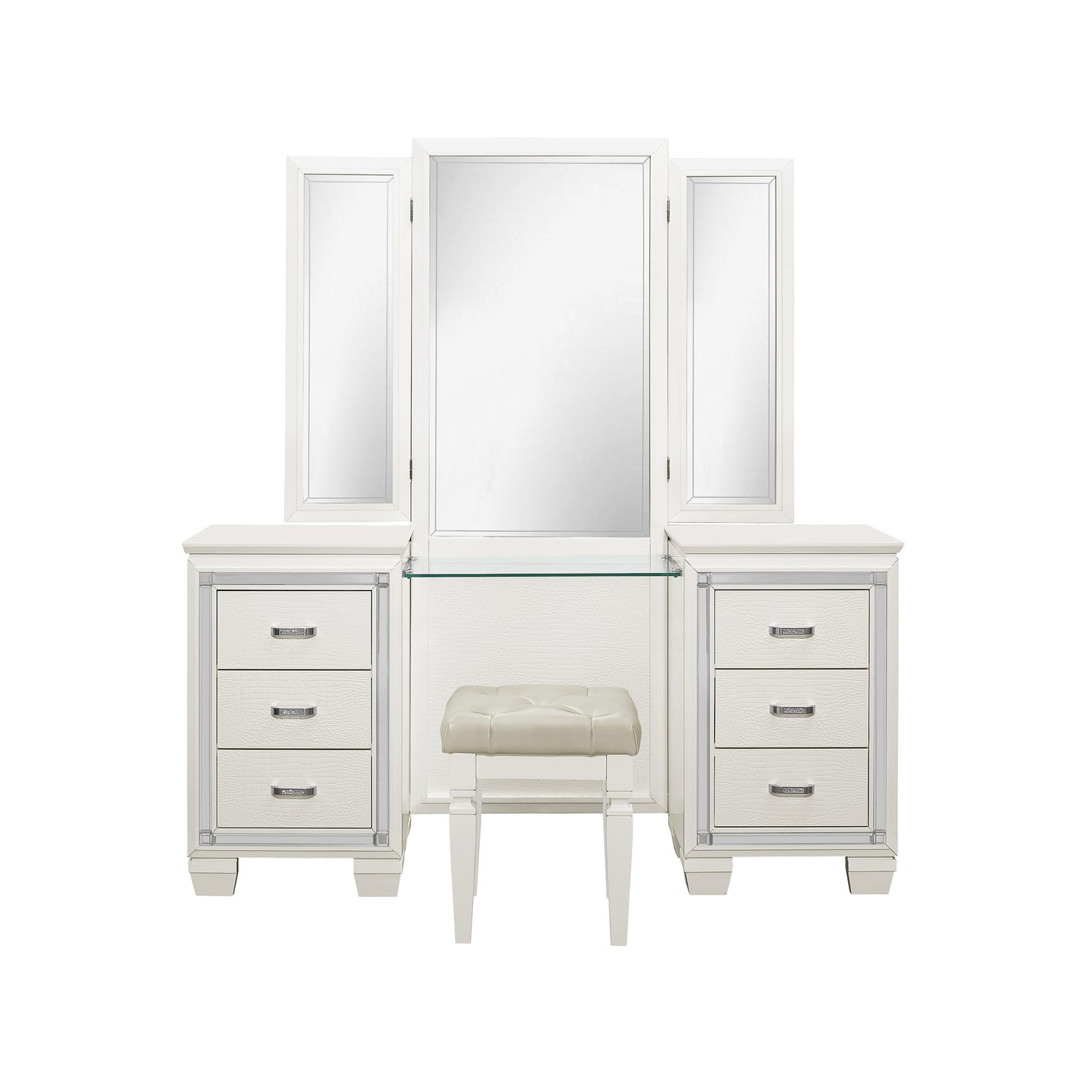 1916 Allura Collection Vanity Dresser with Mirror and bench