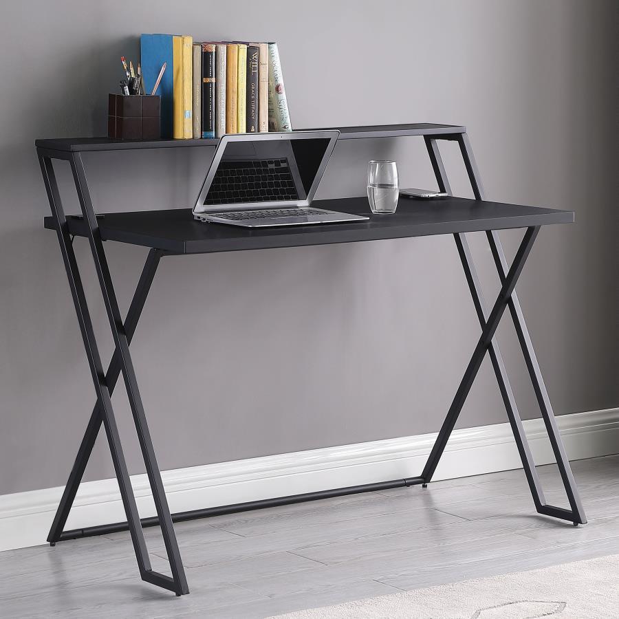 Xavier - Writing Desk With USB Ports - Black