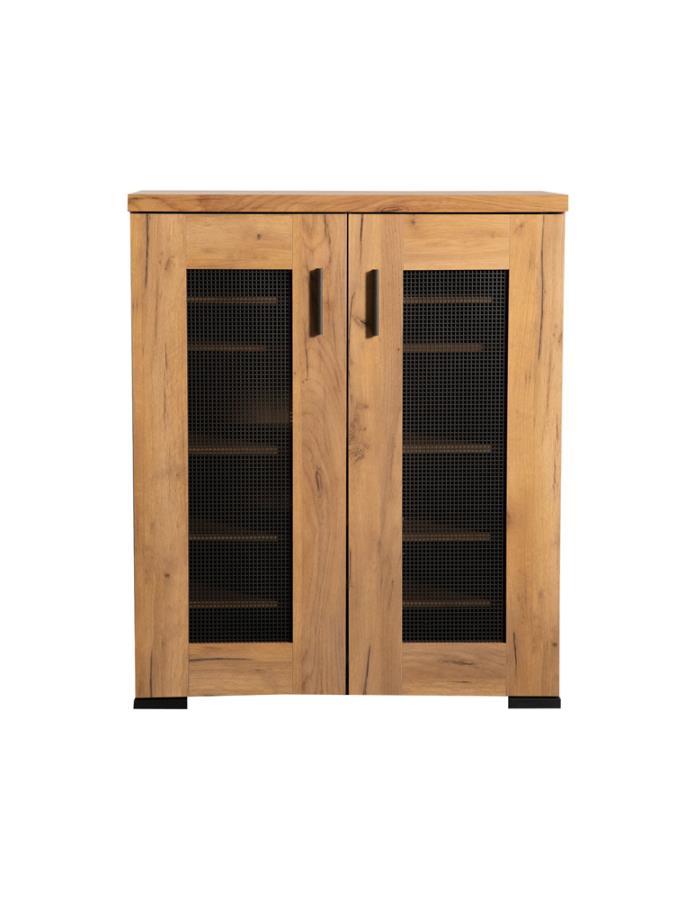 Bristol - Metal Mesh Door Accent Cabinet - Golden Oak
