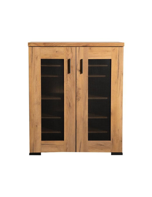 Bristol - Metal Mesh Door Accent Cabinet - Golden Oak