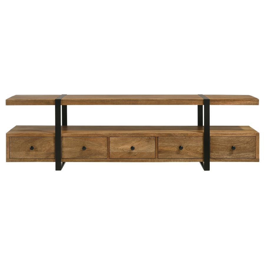 Otto - 4-Drawer Solid Wood 70" TV Stand - Brown and Gunmetal