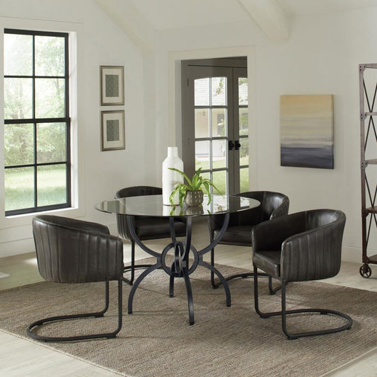 Aviano - 5-Piece Dining Set - Gunmetal and Matte Black