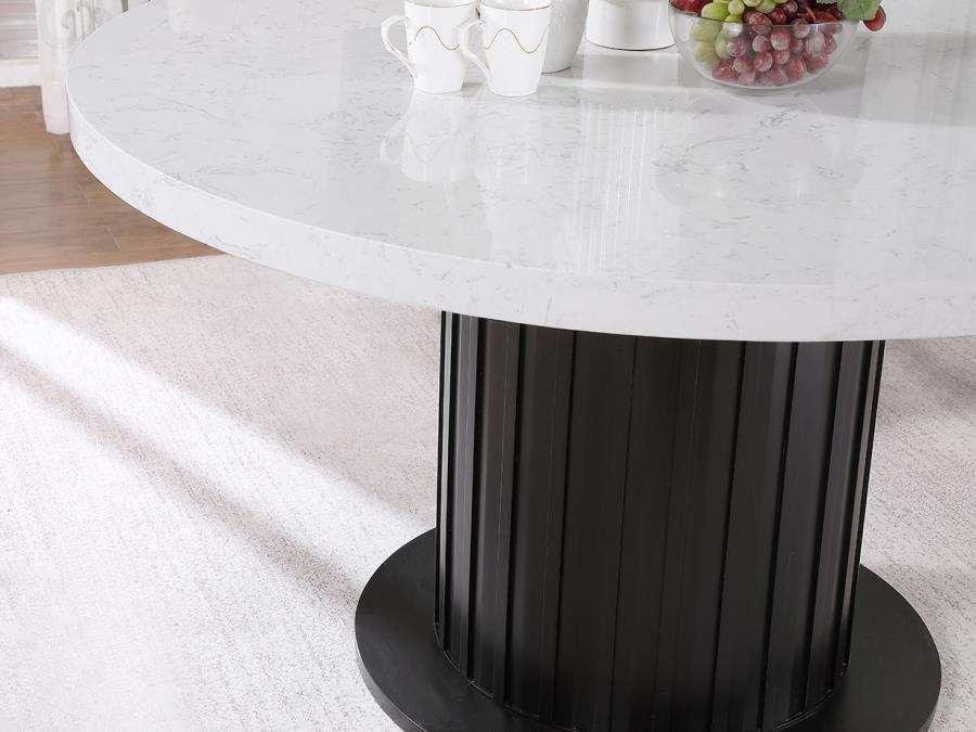 Sherry - Round Dining Table - Rustic Espresso and White