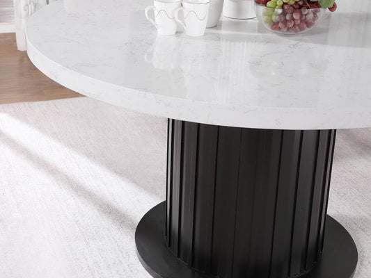 Sherry - Round Dining Table - Rustic Espresso and White
