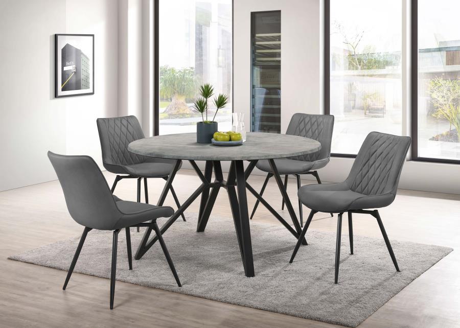 Neil - 5-Piece Round Dining Set - Concrete and Grey