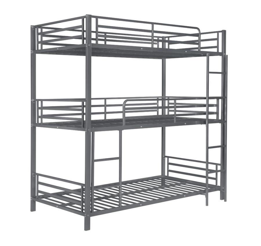 Maynard - Metal Triple Twin Bunk Bed - Gunmetal