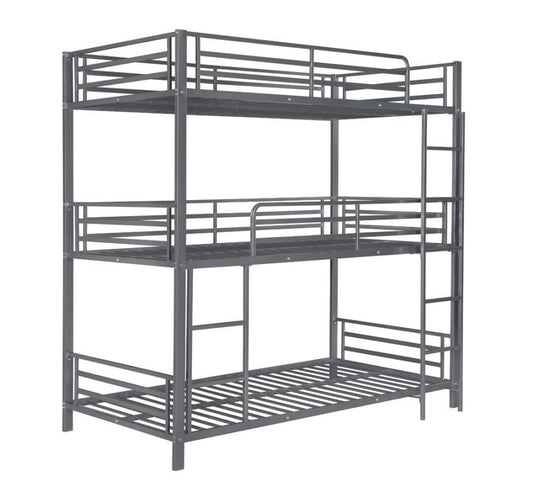 Maynard - Metal Triple Twin Bunk Bed - Gunmetal